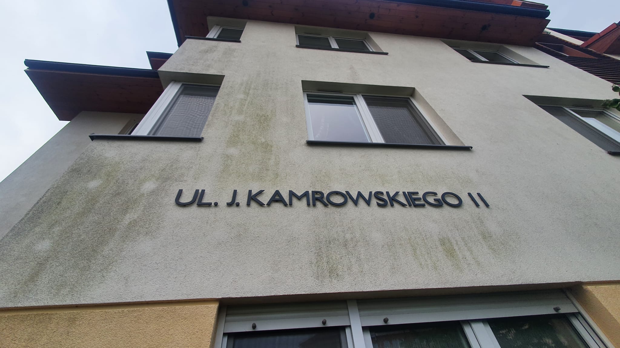 Elewacja domu przed myciem z zielonego nalotu – SoftWash24 Elewacja domu przed myciem z zielonego nalotu